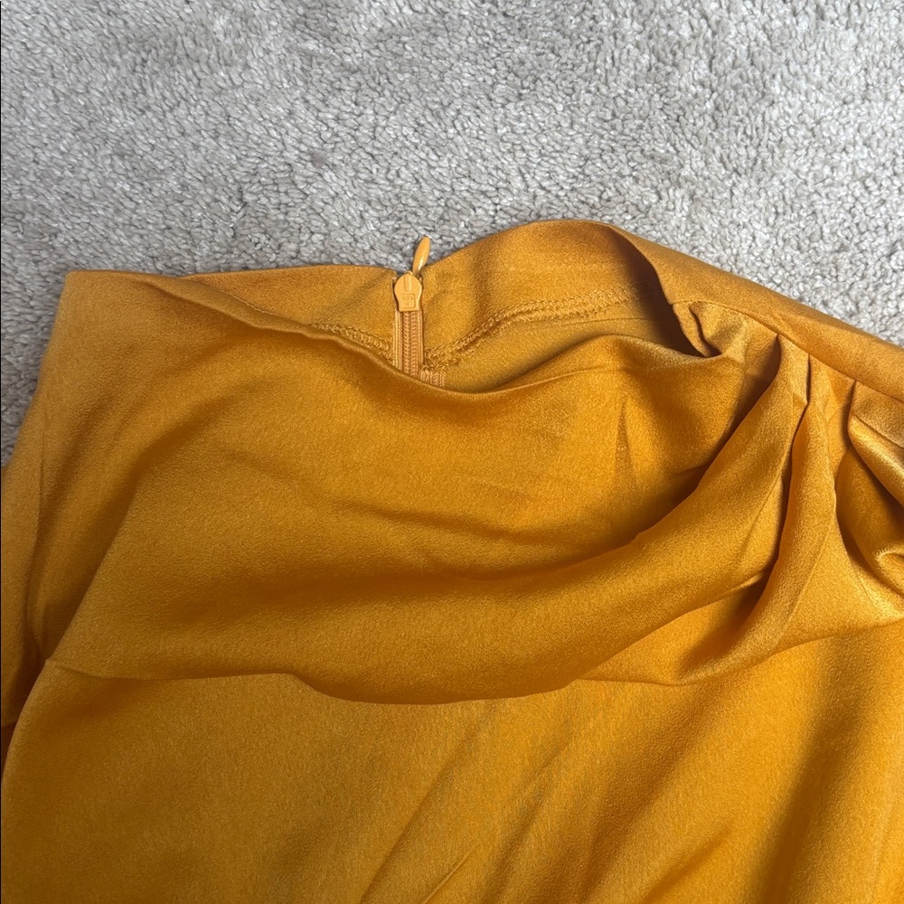 Mustard Ruched Side Dress - Picture 2 of 4